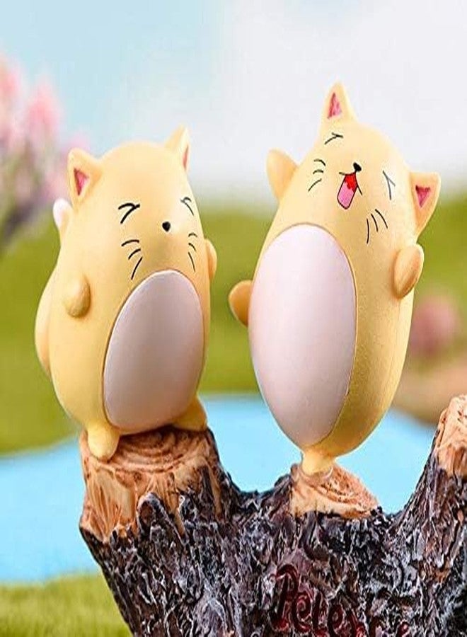 BHOOLU&GOOLU Resin Cute Mischievous Cat Figurines Miniature for Ornamental Decor- Yellow, Small (4pcs/Set) - Image 4